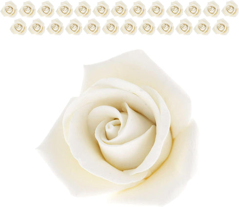 2 Inch, 25 Count Global Sugar Art Peace Rose Sugar Cake Flowers White by Chef Alan Tetreault