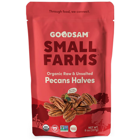 GoodSAM Organic Raw Pecan Halves 8 oz Each, Gluten-Free, Sourced from Mexico,