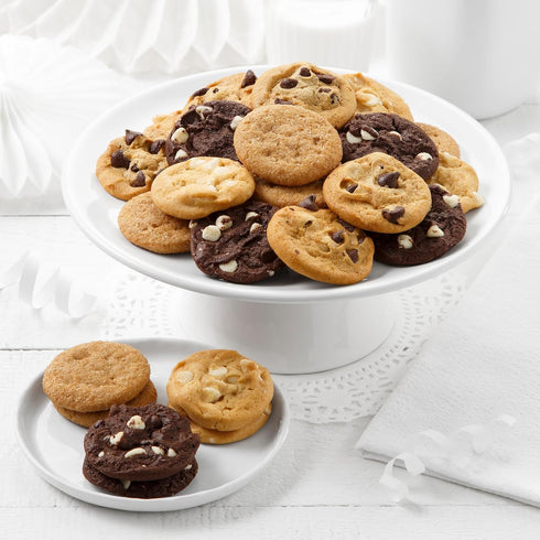 24 4 Mrs. Fields Nibblers Bite-Sized Cookies Signature Mini Tin - Assorted with Classic Cookie Flavors