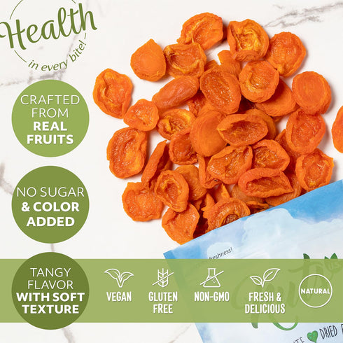 (2 LBS) NUTS U.S. - California Sun Dried Fancy Apricots | Juicy and Tangy Flavor | No Sugar or Color Added | Gluten
