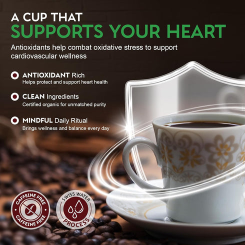 12oz Cardiology Coffee Medium Roast Decaf Coffee Beans USDA Certified Organic, Mold Free Premium Whole Bean Coffee