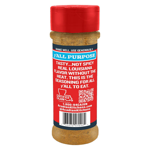 4 oz Pack 4 Ragin' Cajun y'ALL PURPOSE Seasoning - Shaker, of - Low Sodium, No MSG - Mild Louisiana Cajun Spice