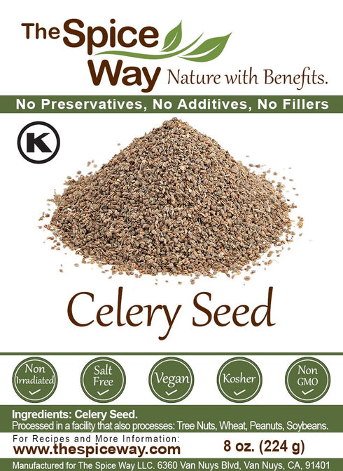 The Spice Way Celery Seed, Premium Whole Seeds 8 oz
