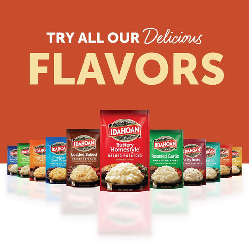 100% 4 4 (Pack 12) Idahoan Applewood Smoked Bacon Mashed Potatoes, Naturally Gluten-Free, Real Idaho Potatoes, servings