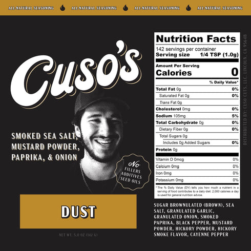 1 Count 5 oz Cuso's Dust BBQ Seasoning Rub - Steak Seasoning for Smoking, Grill. & Marinade - Spices for Steaks, Meat