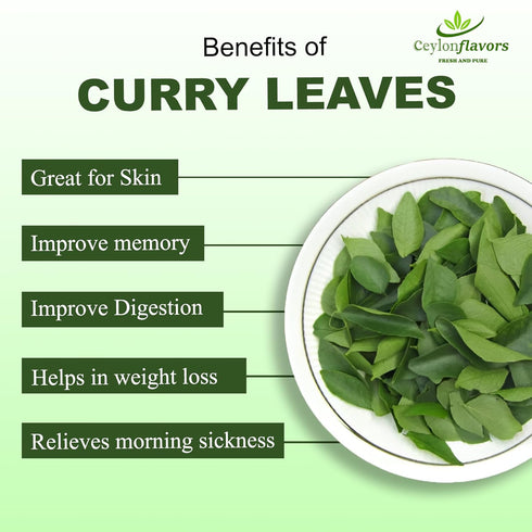 100% (0.7oz) 20g Ceylon Flavors Fresh and Pure Natural Curry Leaves