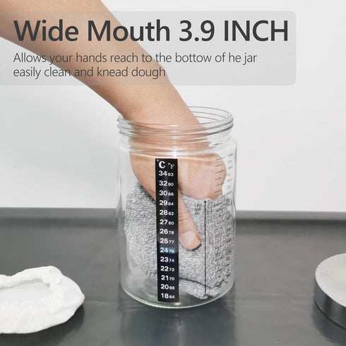 Ecoxiuo -40oz (1-pack) Sourdough Starter Kit Thick Glass Sourdough Starter Jar Sour Dough Container for Bread Baking