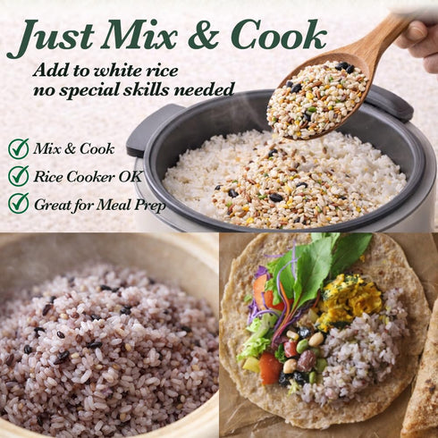 Store 30-Grain (240g) Multigrain Rice Mix from Japan Mixed Grains Blend with Barley, Beans & Sesame for Buddha Bowls