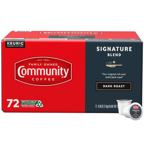 Community Coffee Signature Blend 72 Count Coffee Pods, Dark Roast, Compatible with