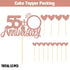 Sumerk 55th Anniversary Cake Topper, 13PCS Rose Gold Glitter Cake Decorations for Wedding Anniversary Celebration Party