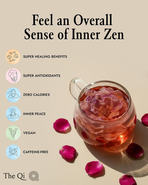 9 100% Set 27 The-Qi Shangri-La Rose Blooming Flower Tea The Qi Pcs Handpicked Whole Rose Flowers All Natural Blooming