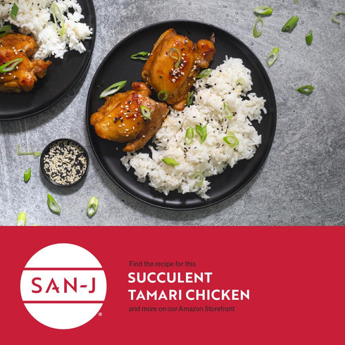 50% 100% 10 oz. 6 Pack San-J - Organic Gluten Free Tamari Soy Sauce with Less Sodium - Made with Whole Soy - Specially