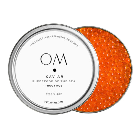 OM Caviar Trout Roe 125g Premium Orange Pearls for Gourmet Dining -