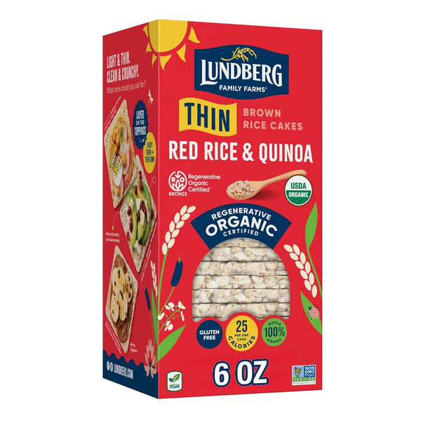 Lundberg Organic Thin Stackers, Red Rice & Quinoa, Salt-Free, Thin Multigrain Rice