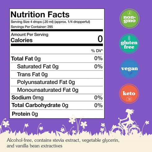 NuNaturals Liquid Stevia, Sugar-Free Sweetener, Vanilla Flavor, 2 oz, Plant-Based, Zero Calorie, Alcohol-Free