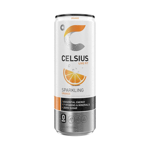 12 Oz (Pack 4) CELSIUS Sparkling Orange, Sugar Free Energy Drink, Fl