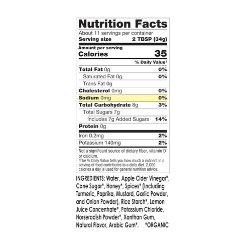 (0 13.5 (Pack 1) Mr. Spice Organic Honey Mustard Sauce, Salt Free Honey Mustard Dipping Sauce mg/serv), Gluten Free