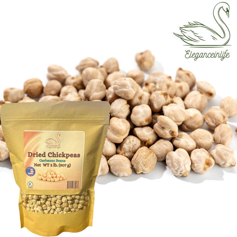 2lb (907g) Eleganceinlife Dried ChickPeas Made in USA, Kosher Garbanzo Beans