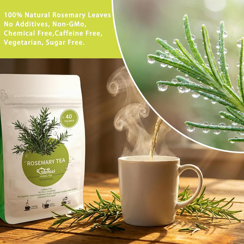 40 1.5g/bag Samcci - Rosemary Tea, Teabags, - Pure Dried Rosemary Leaves Tea Bags- Cultivated From Egypt - Non-GMO