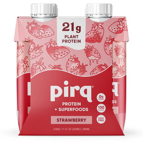 Pirq Plant-Based Protein Shakes | Strawberry 11 Fl Oz (Pack of 4)
