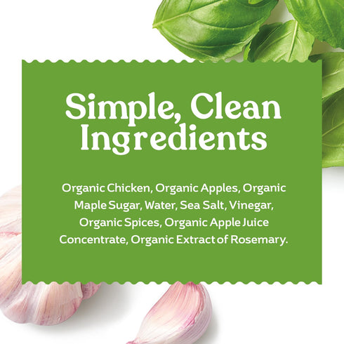 9g 9 oz Amylu Foods Organic Harvest Apple Breakfast Sausages, Natural Ingredients, of Protein, Chicken Raised with No