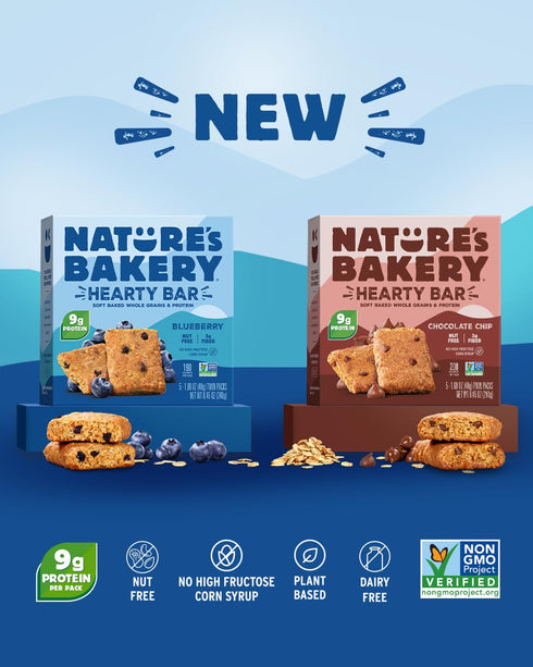 30 Count Natures Bakery Hearty Bars Blueberry, Whole Grains, Dairy-Free, Snack Bar