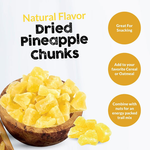 (2lb) IAN's Dried Pineapple Chunks Sweetened With Natural Cane Sugar - Dehydrated Pineapple Chunks, Candied Pineapple