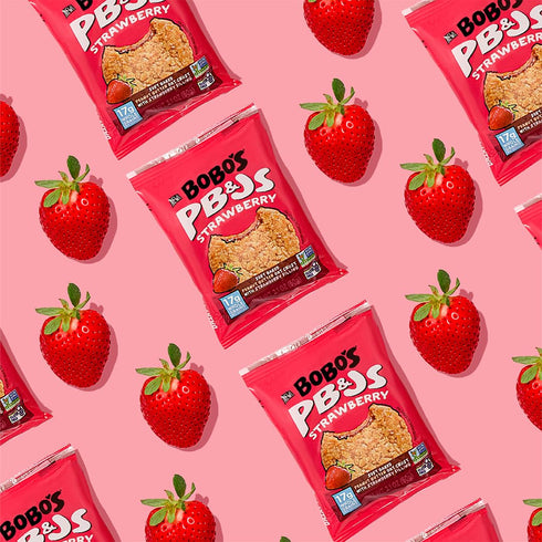 (24 Bobo's Strawberry PB&J Oat Snacks, Simple Ingredients, Whole Grain Oats, Plant Based, Non-GMO, Gluten Free