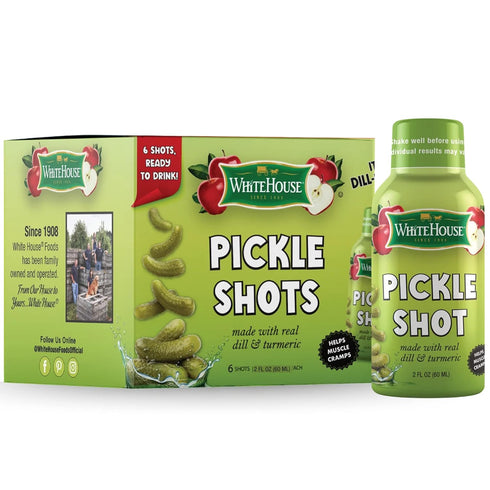 White House Pickle Shots, With Real Dill and Turmeric, Juice Hydrates and