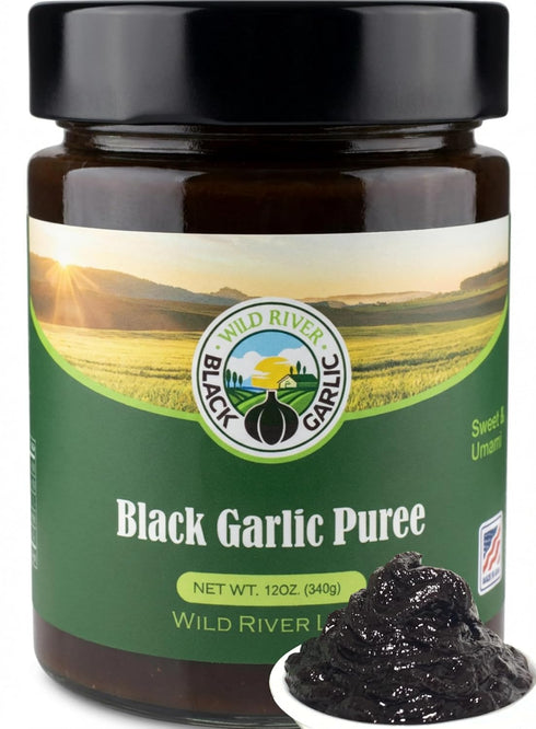 WILD RIVER BLACK GARLIC 100% American Grown Black Garlic Puree, Wild River, Made in USA, Gilroy
