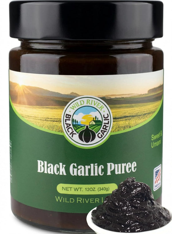 WILD RIVER BLACK GARLIC 100% American Grown Black Garlic Puree, Wild River, Made in USA, Gilroy