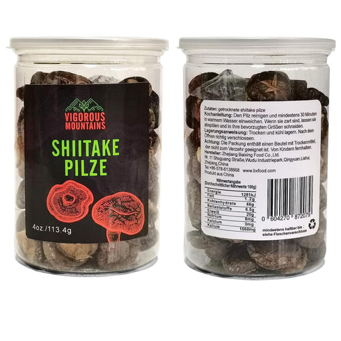 2-3CM (4Oz) VIGOROUS MOUNTAINS Dried Shiitake Mushrooms for Cooking, Dehydrated Mushrooms, Dry Fresh Vegan No