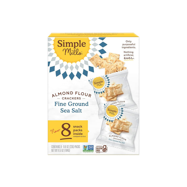 Simple Mills Almond Flour Crackers Snack Packs, Sea Salt, Healthy Snacks for