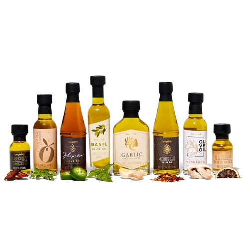 Set, Set 8 Thoughtfully Gourmet, Olive Oil Sampler Gift Premium Extra-Virgin Olive Oil from Spain, Natural Flavors