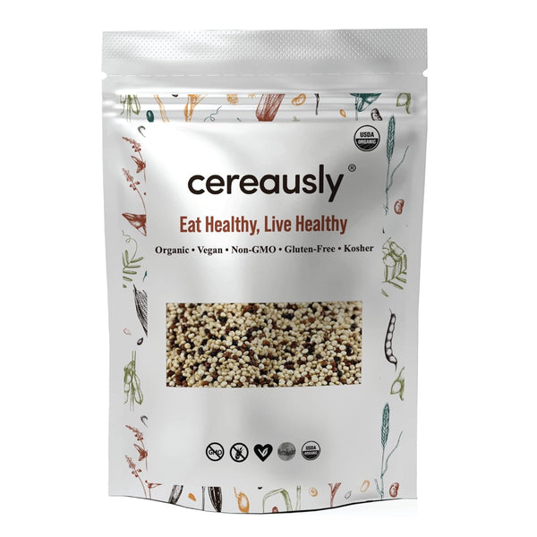 Cereausly Organic Tri-Color Quinoa Premium Royal Quinoa from Bolivia Kosher and Non-GMO Quinoa