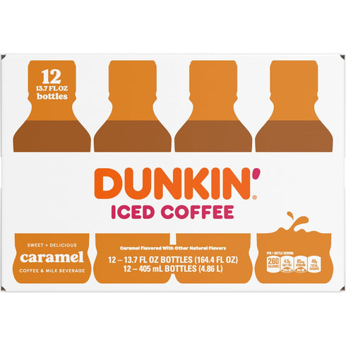 Dunkin' Donuts Dunkin' Iced Coffee Caramel Bottles, 13.7 fl oz, 12 Pack