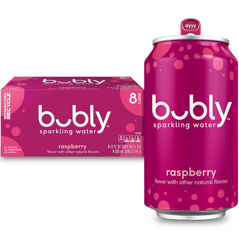 bubly Sparkling Water, Raspberry, Zero Sugar & Zero Calories, 12 Fl Oz