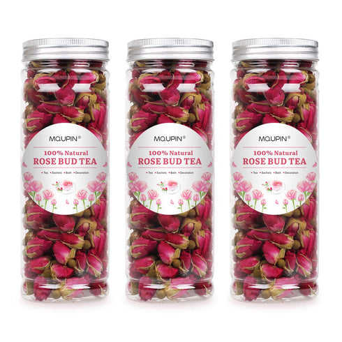 MQUPIN Dried Red Rose Bud Tea - 100% Natural Pure Flower Edible Buds, Culinary Food Grade, 250g/3Packs