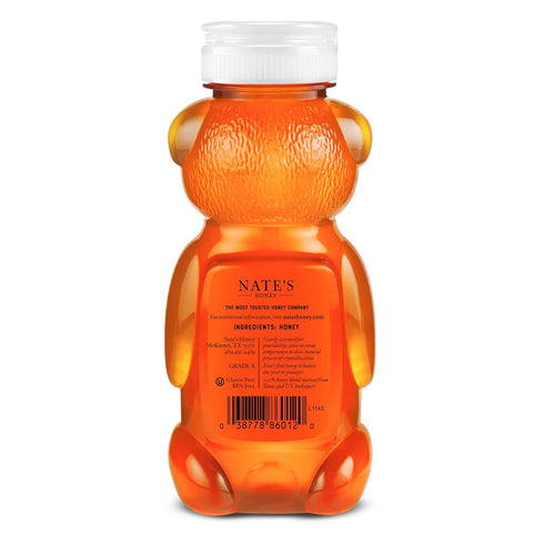 100% 12 oz. Nate's Texas Pure, Raw & Unfiltered Honey - Squeeze Bottle - All-natural Sweetener