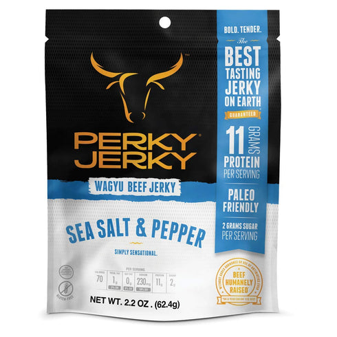Perky Jerky Wagyu Beef, Sea Salt & Pepper, 2.2 Ounce (Pack of