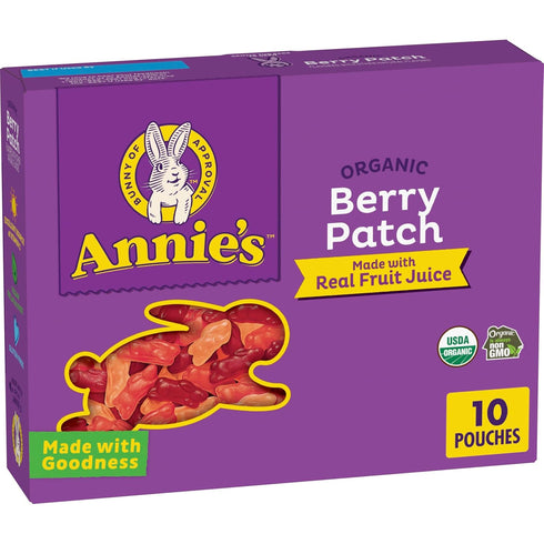 Annie's Organic Berry Patch Bunny Fruit Flavored Snacks, Gluten Free, 10 Pouches,