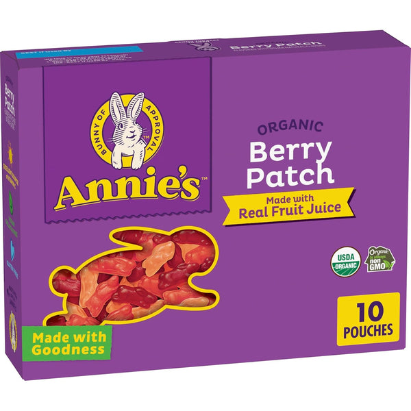 Annie's Organic Berry Patch Bunny Fruit Flavored Snacks, Gluten Free, 10 Pouches,