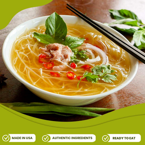 12-Pack) Essence of Lotus Instant Beef Pho Soup Mix Ready-to-Eat Flavorful, Restaurant-Quality Pho broth, Made in the
