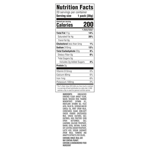 20 Packs (6 Pack) RITZ Cheese Sandwich Crackers, Lunch Snacks, Snack Crackers Per