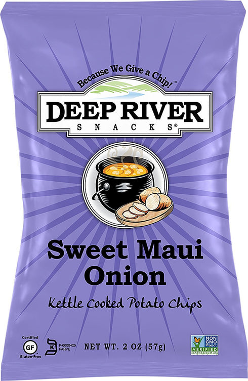 Deep River Snacks Kettle Chips, Sweet Maui Onion, 24 Count
