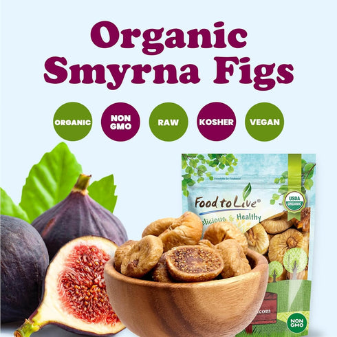 5 Food to Live Organic Turkish Smyrna Figs, Pounds Non-GMO, Sun-Dried, Unsulfured, No Added Sugar, Kosher, Vegan, Bulk