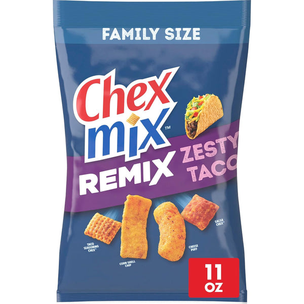 Chex Mix Remix Zesty Taco Savory Snack Mix, Snack Bag, Family Size, 11 oz