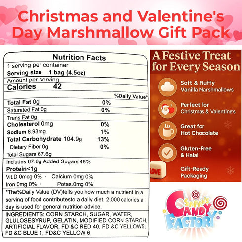 30 Count 3 Pack, 4.5 OZ 90 count Marshmallow Gift Soft & Fluffy Vanilla Marshmallows, Festive Holiday Treats,Gluten