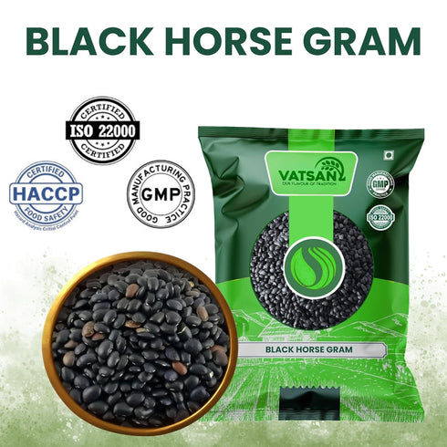 VATSAN (1lbs) Pure Black Kollu (Karuppu Horse Gram) Organic Superfood, High-Protein Kulthi Dal, Ancient South Indian