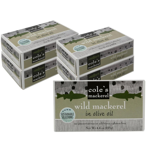 Cole's Pack of 5 Wild Mackerel in Olive Oil - Canned &